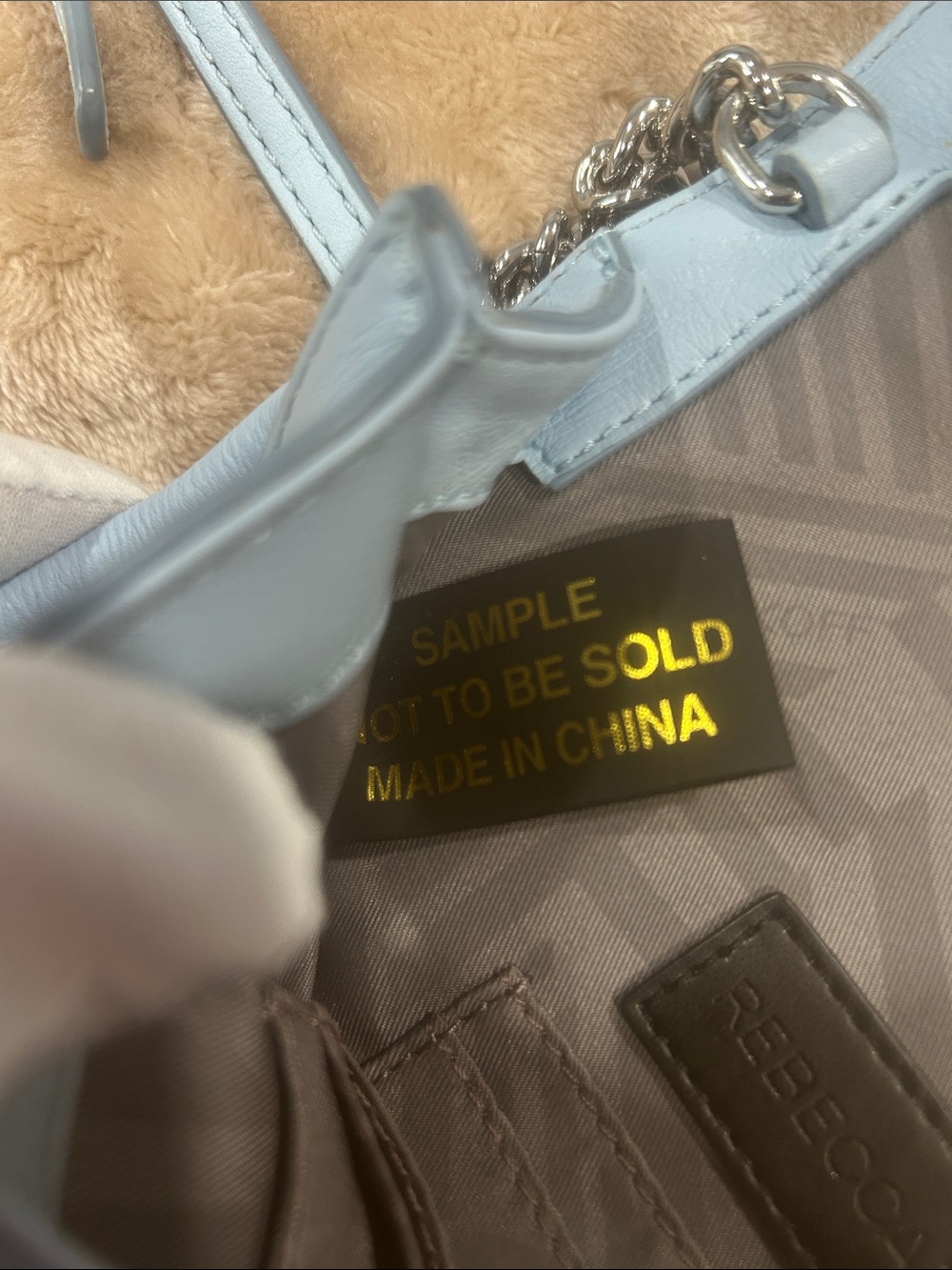 Rebecca Minkoff Chevron Quilted Chain Strap Crossbody Bag Sample blue summer - Picture 5 of 16